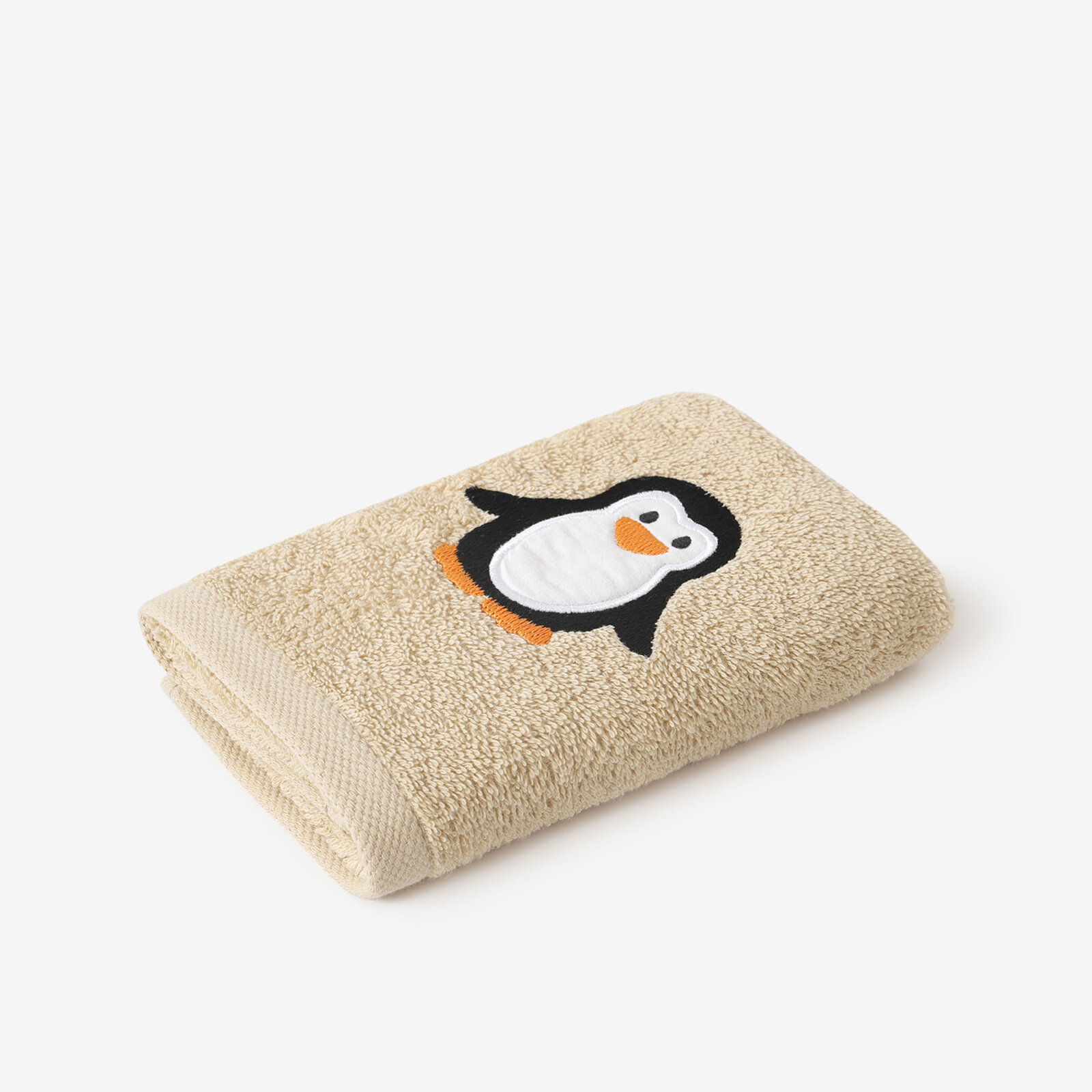 Kinder-Frottierhandtuch - Pinguin auf Beige