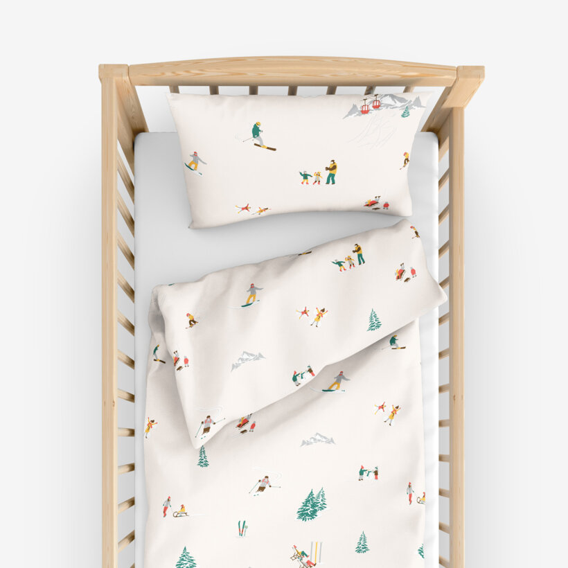 Weihnachtliche Bettwäsche für Babybetten aus Baumwolle - Winterfreuden