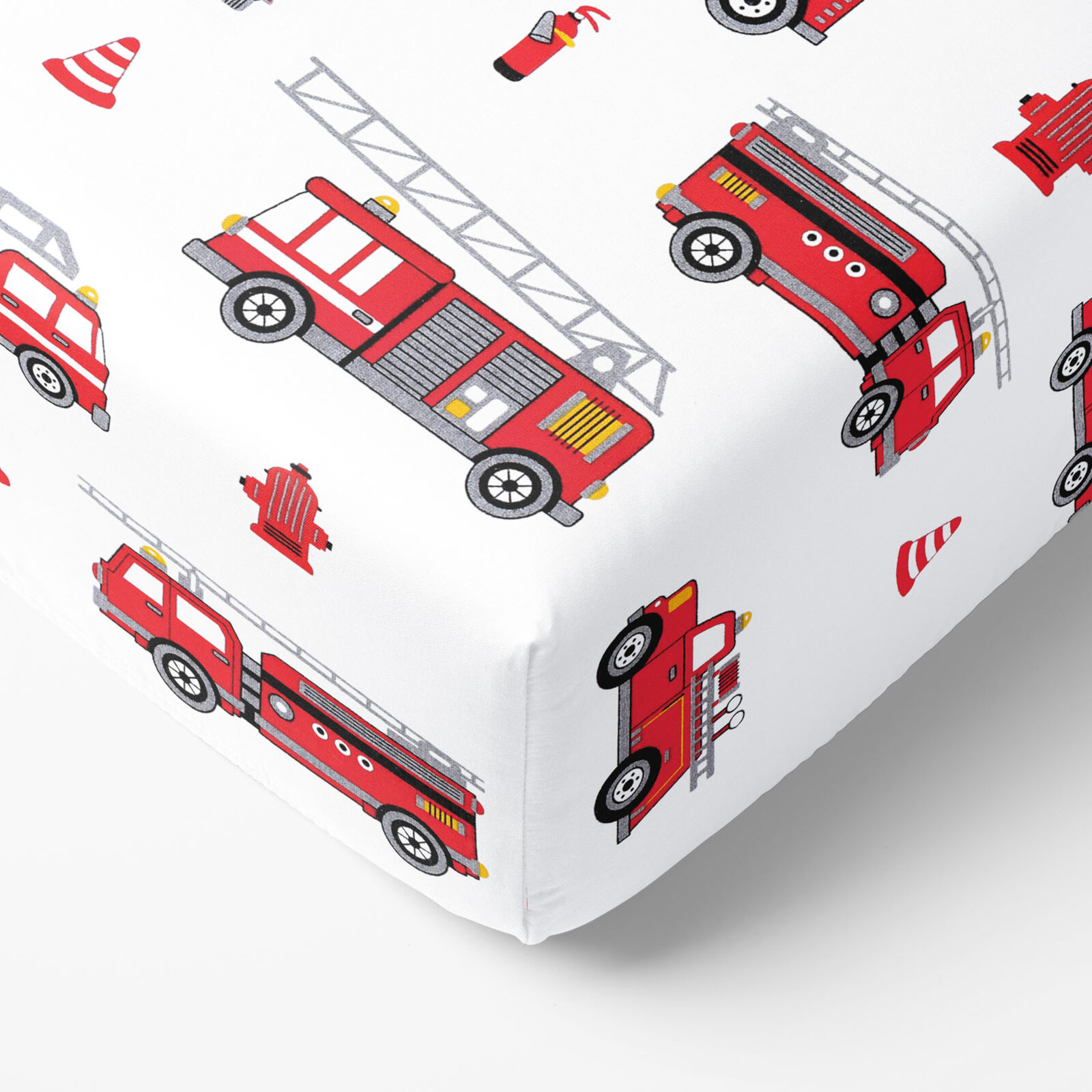 Kinder-Spannbetttuch aus Baumwolle - Feuerwehrfahrzeuge