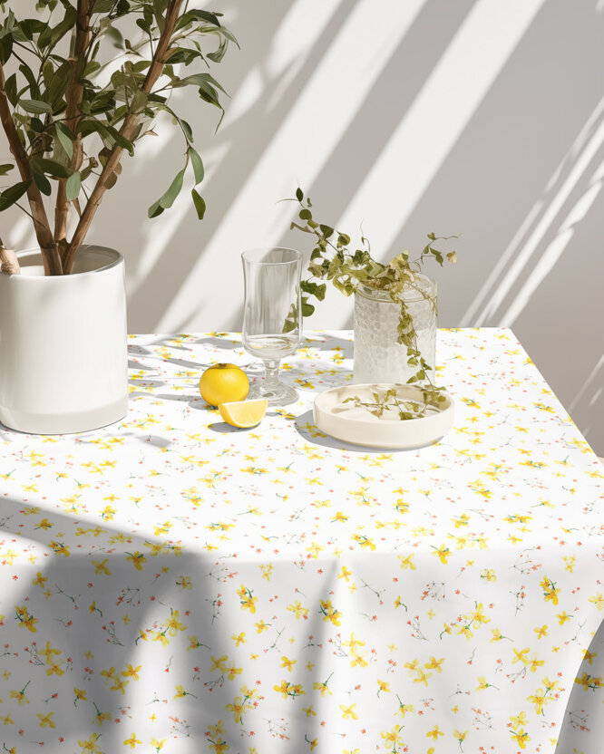 Eckige Tischdecke Valencia - Blüten der Narzissen