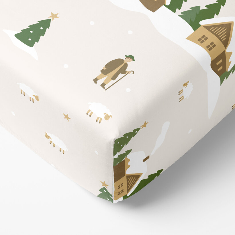 Weihnachtliches Spannbettlaken aus Baumwolle - Weihnachtslieder