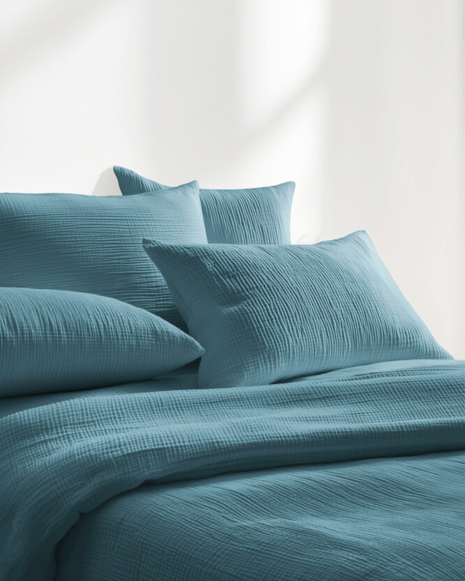 Musselin-Bettwäsche – petrol