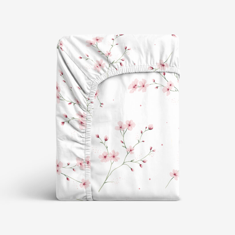 Spannbettlaken aus Baumwolle - Blühende Sakura-Kirschbäume