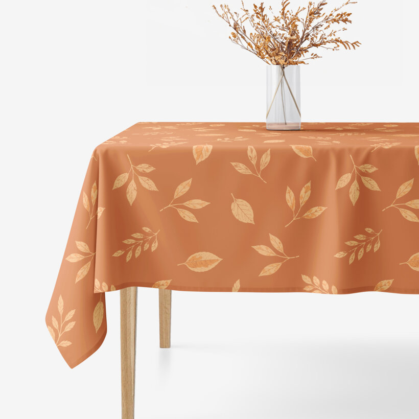 Eckige Tischdecke 100% Baumwolle - Orange Herbstblätter