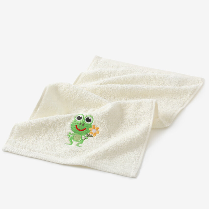 Kinder-Frottierhandtuch - Frosch auf Creme