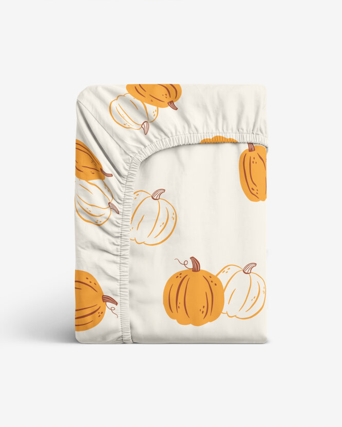 Spannbettlaken aus Baumwolle - Herbstkürbis