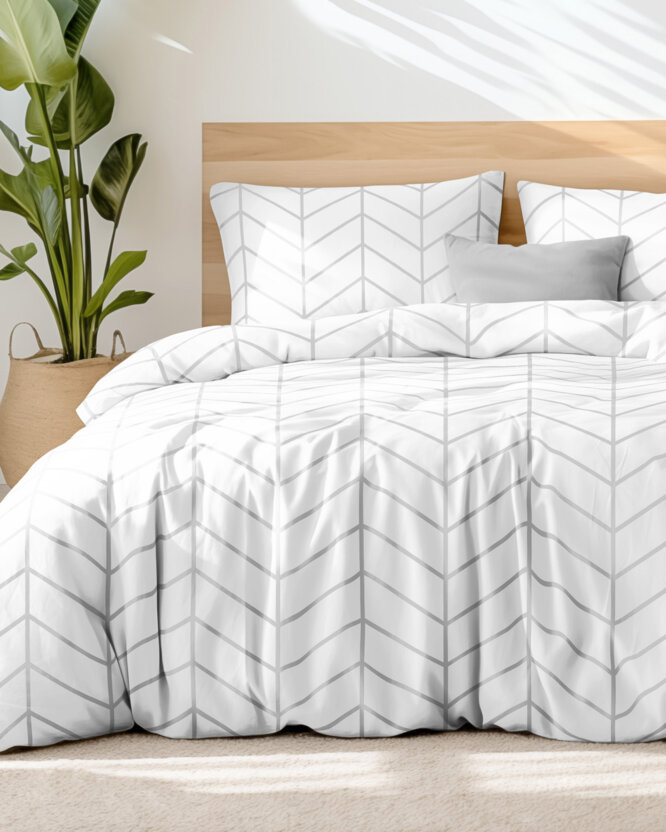Bettwäsche aus Baumwolle - Zickzack auf Weiß