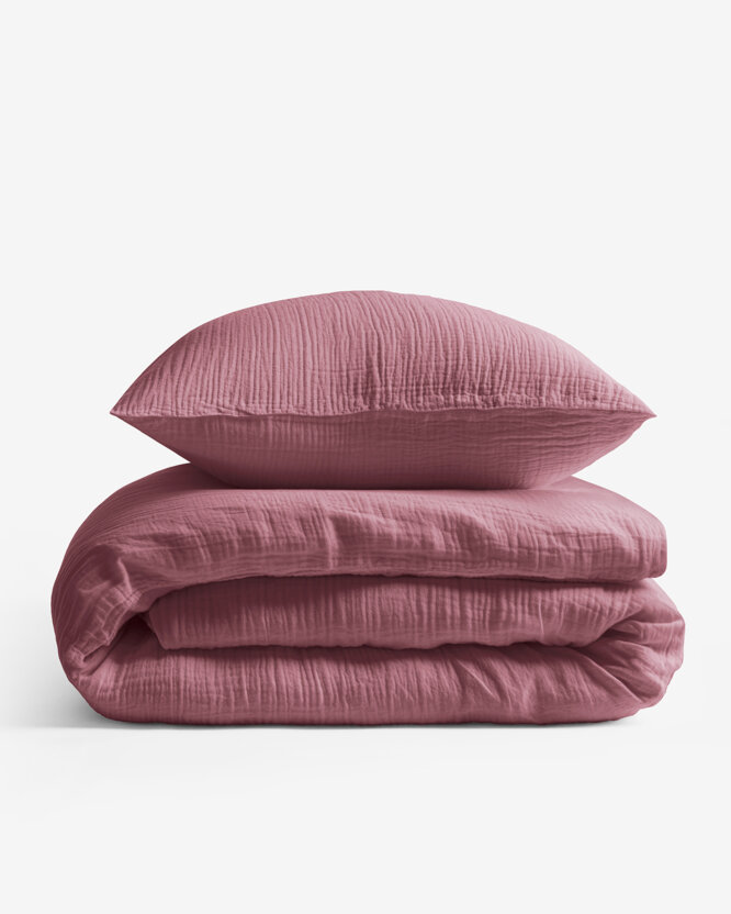 Musselin-Bettwäsche – burgunderrosa