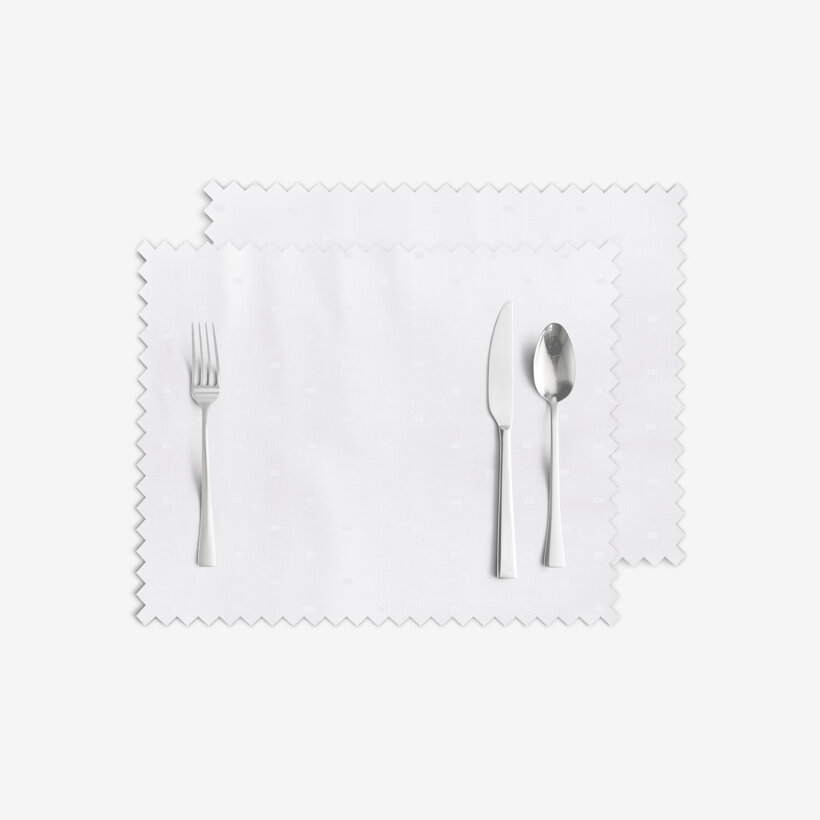 Festliches Tischset Teflon - weiß mit glänzenden Rechtecken - 2 Stück