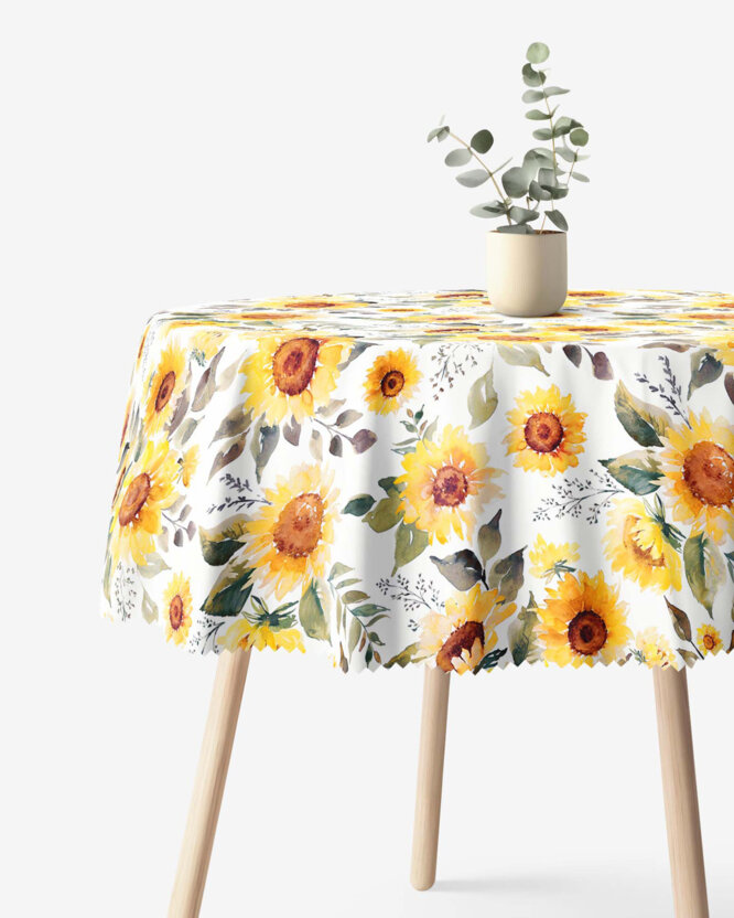 Runde Tischdecke Teflon - Sonnenblumen