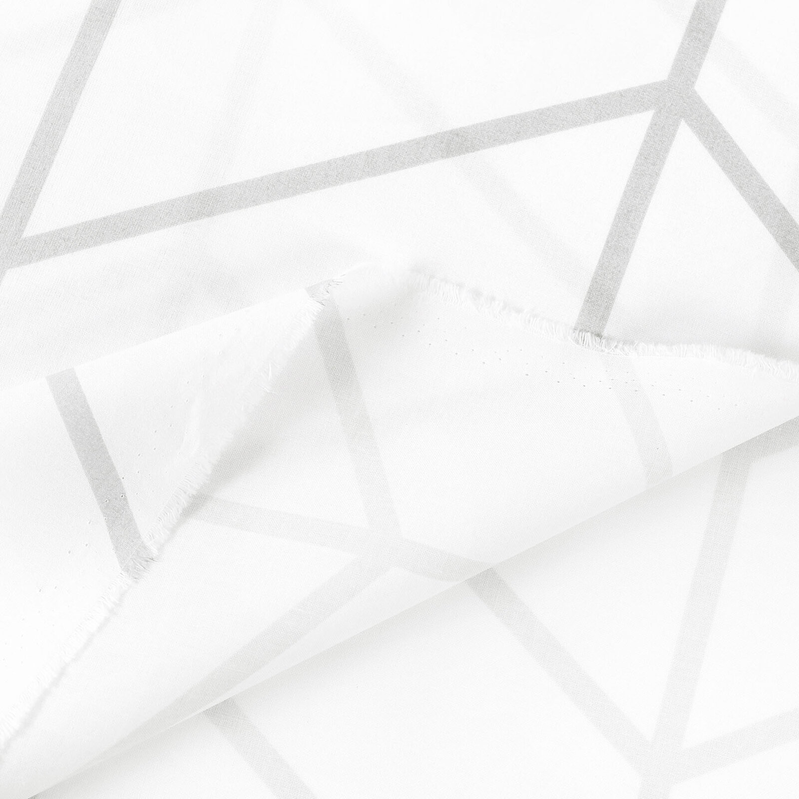 Baumwollstoff - Grauer Zickzack auf Weiß