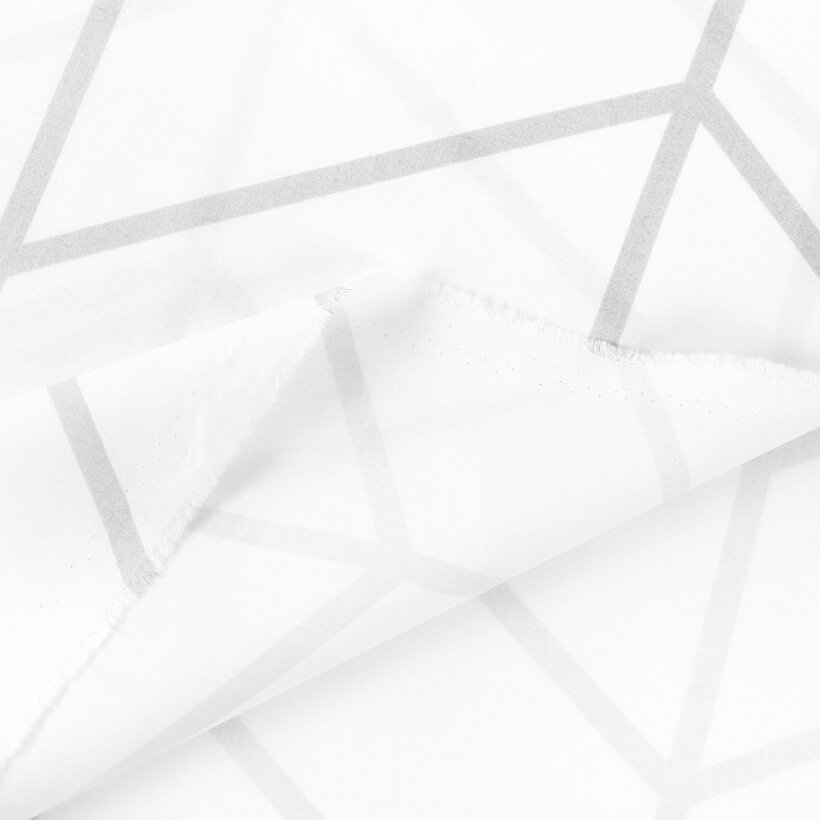 Baumwollstoff - Grauer Zickzack auf Weiß