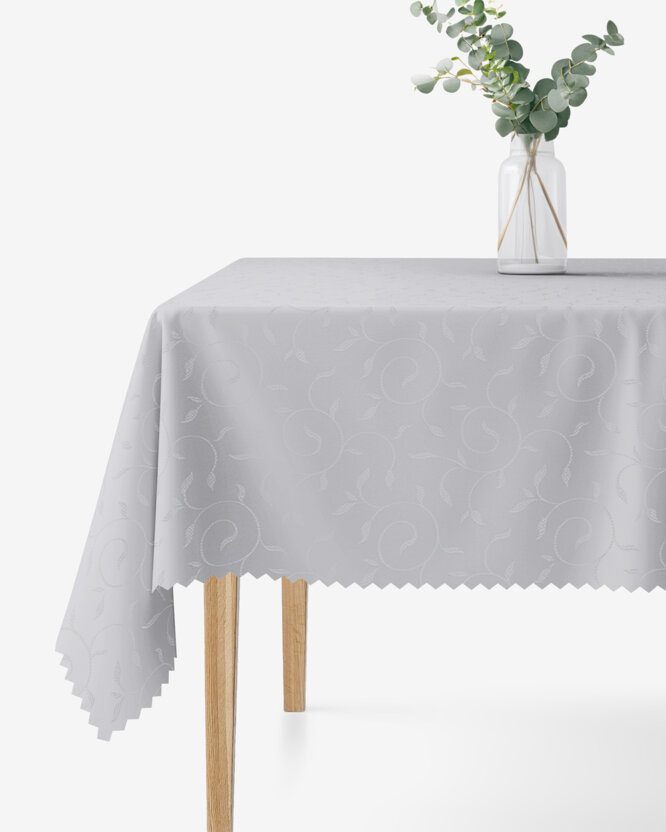Festliche eckige Teflon-Tischdecke - grau mit großen Ornamenten