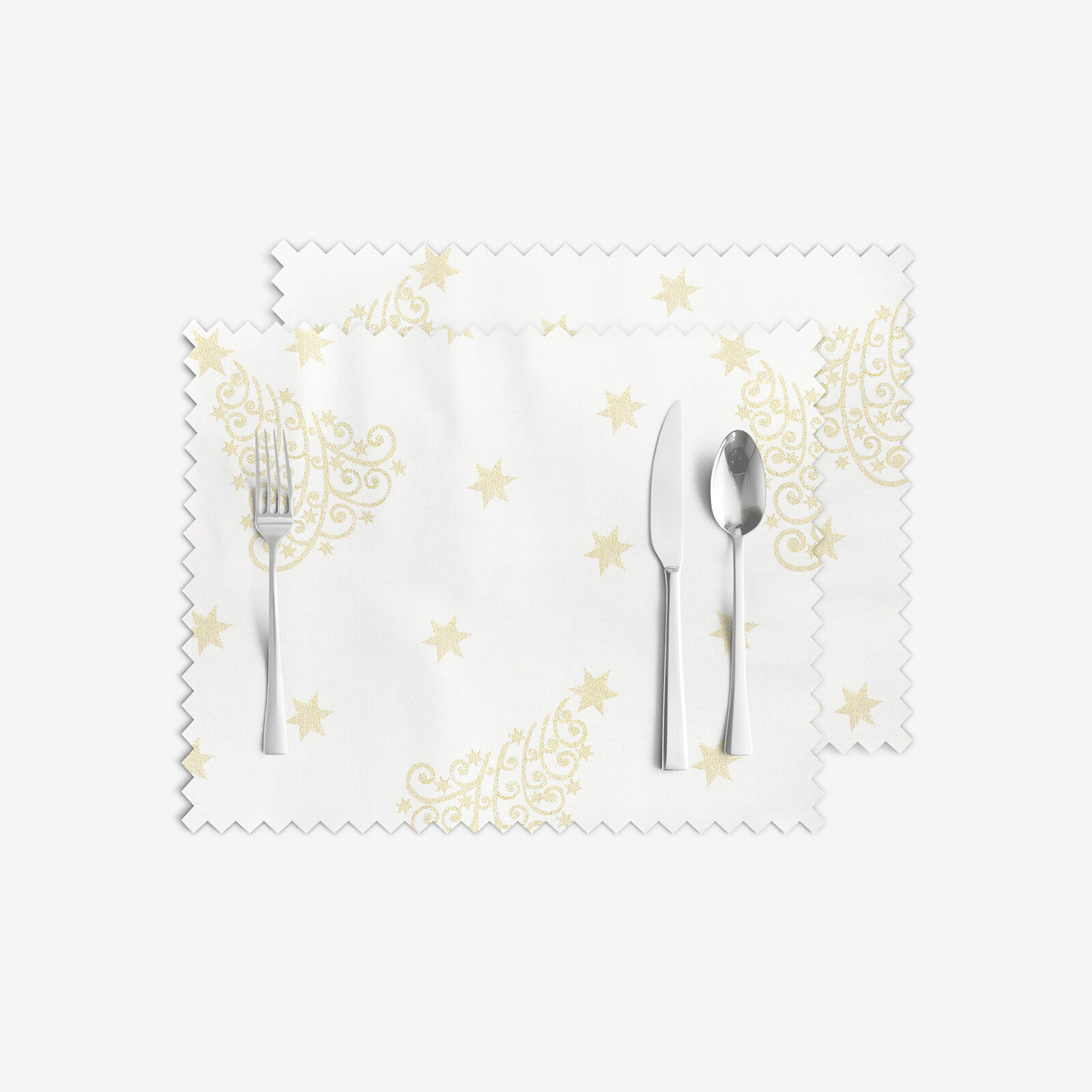 Weihnachtliches Tischset Teflon - Goldene Tannenbäume und Sterne - 2 Stück