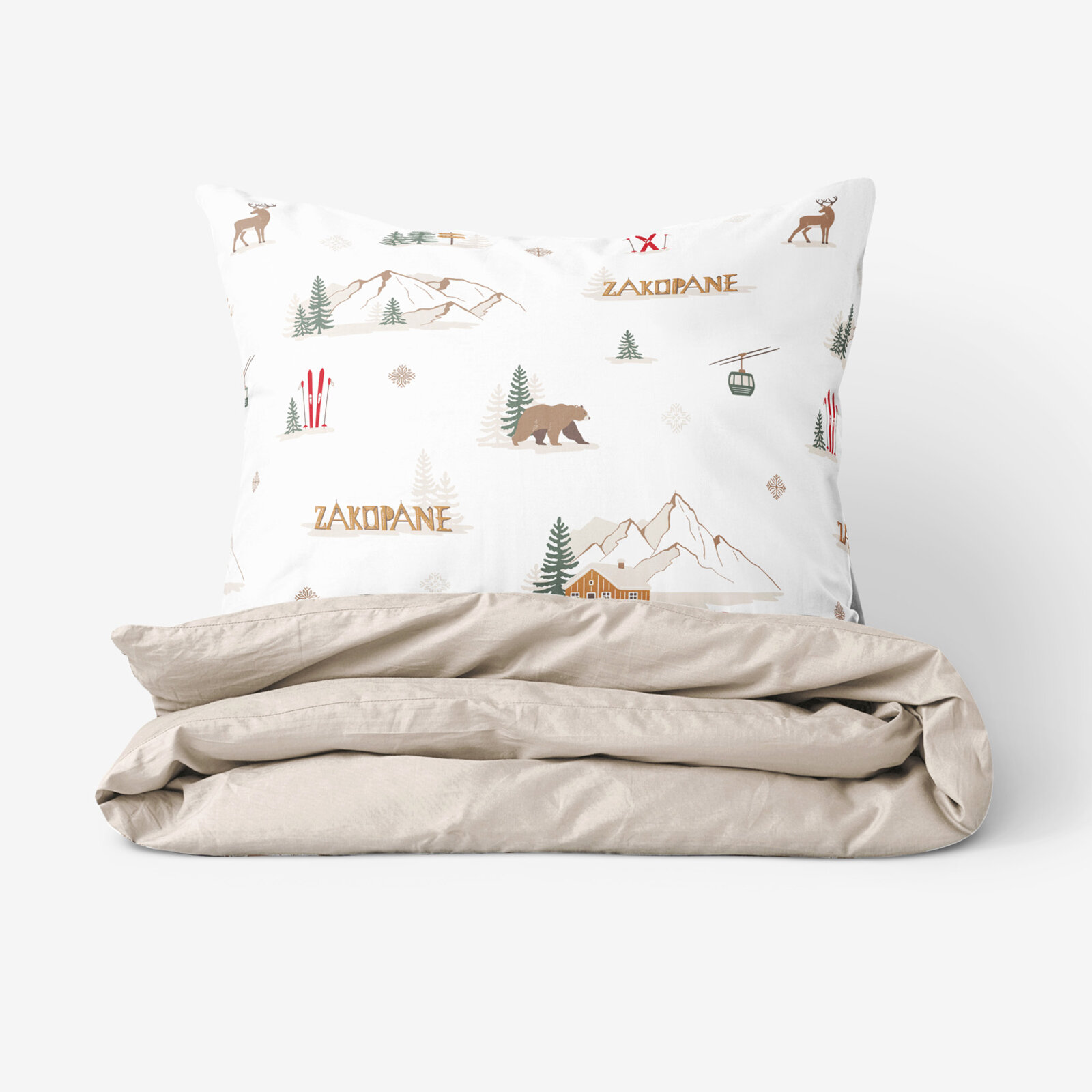 Weihnachts-Bettwäsche aus Baumwolle Duo - Zakopane mit Latte