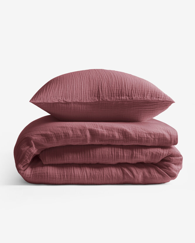 Musselin-Bettwäsche – burgunderrosa