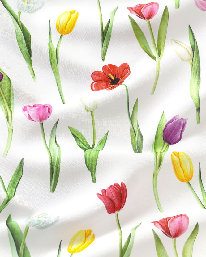 Runde Tischdecke Teflon - Bunte Tulpen