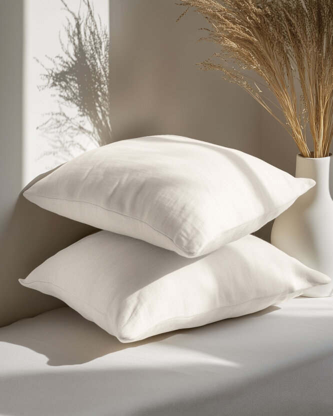 Kissenbezug aus Leinenmischung - elfenbein
