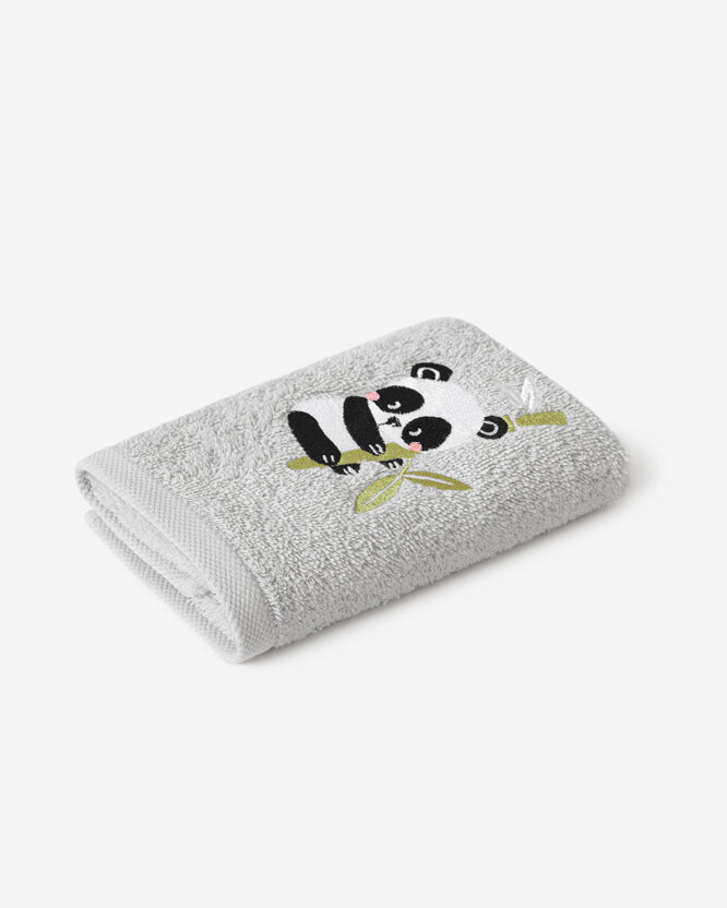 Kinder-Frottierhandtuch - Panda auf Hellgrau