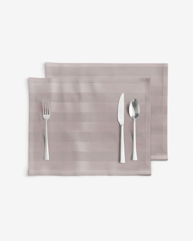Festliche Damast-Tischset - graubraun Streifen mit Satin-Glanz - 2 Stück