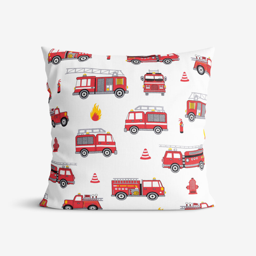 Kinder-Kissenbezug aus Baumwolle - Feuerwehrfahrzeuge