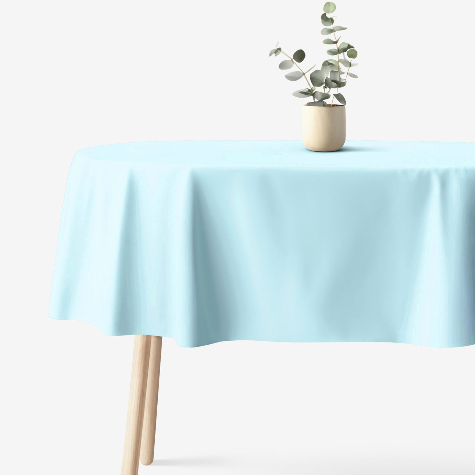 Ovale Tischdecke aus 100% Baumwolle - himmelblau