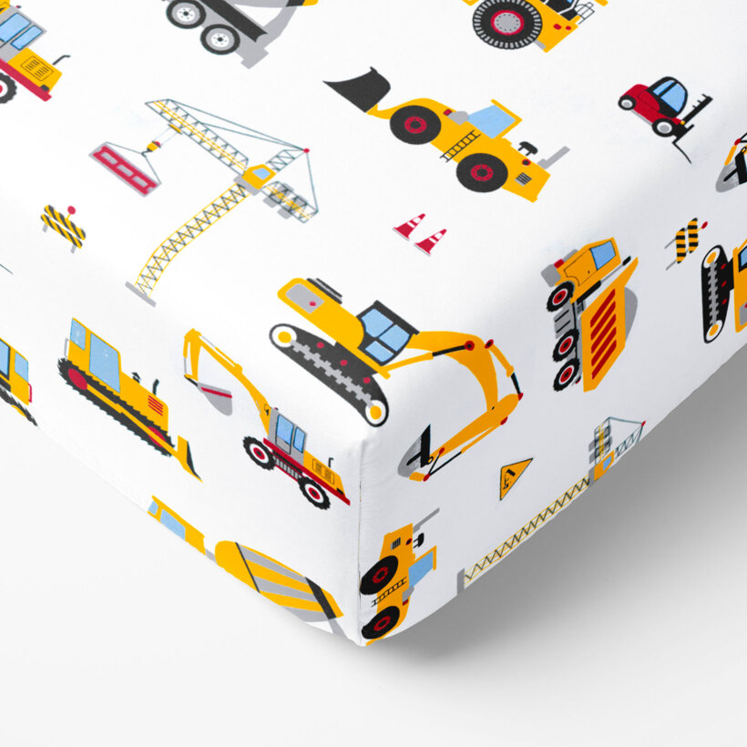 Kinder-Spannbetttuch aus Baumwolle - Lastwagen und Bagger