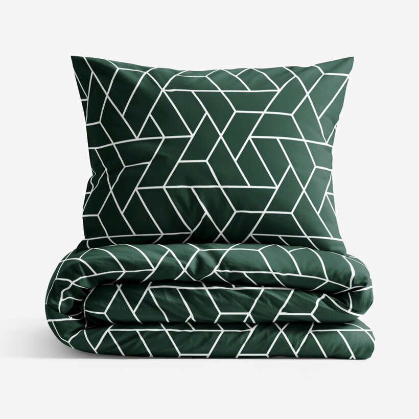 Bettwäsche aus Baumwolle - Mosaik auf Dunkelgrün