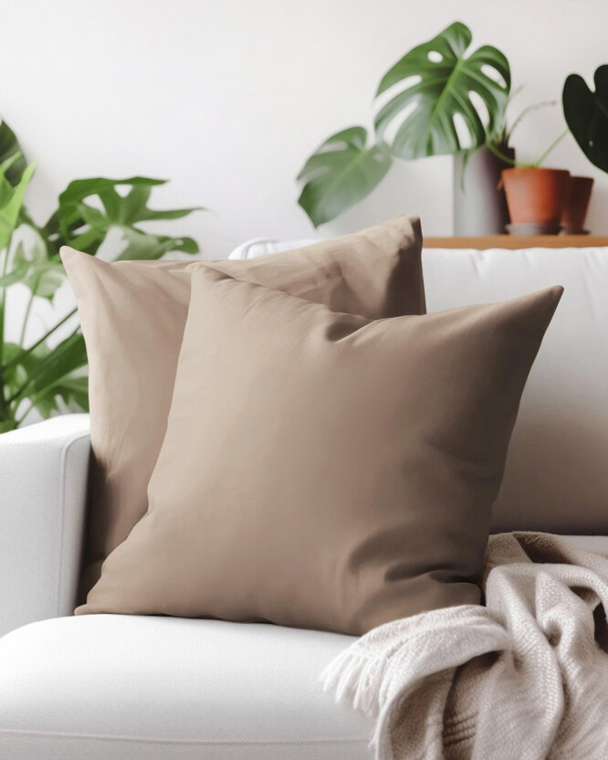 Kissenbezug aus Baumwolle - kaffeebraun