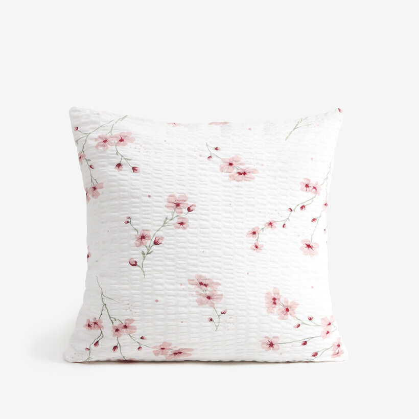 Seersucker-Kissenbezug - Blühende Sakura-Kirschbäume