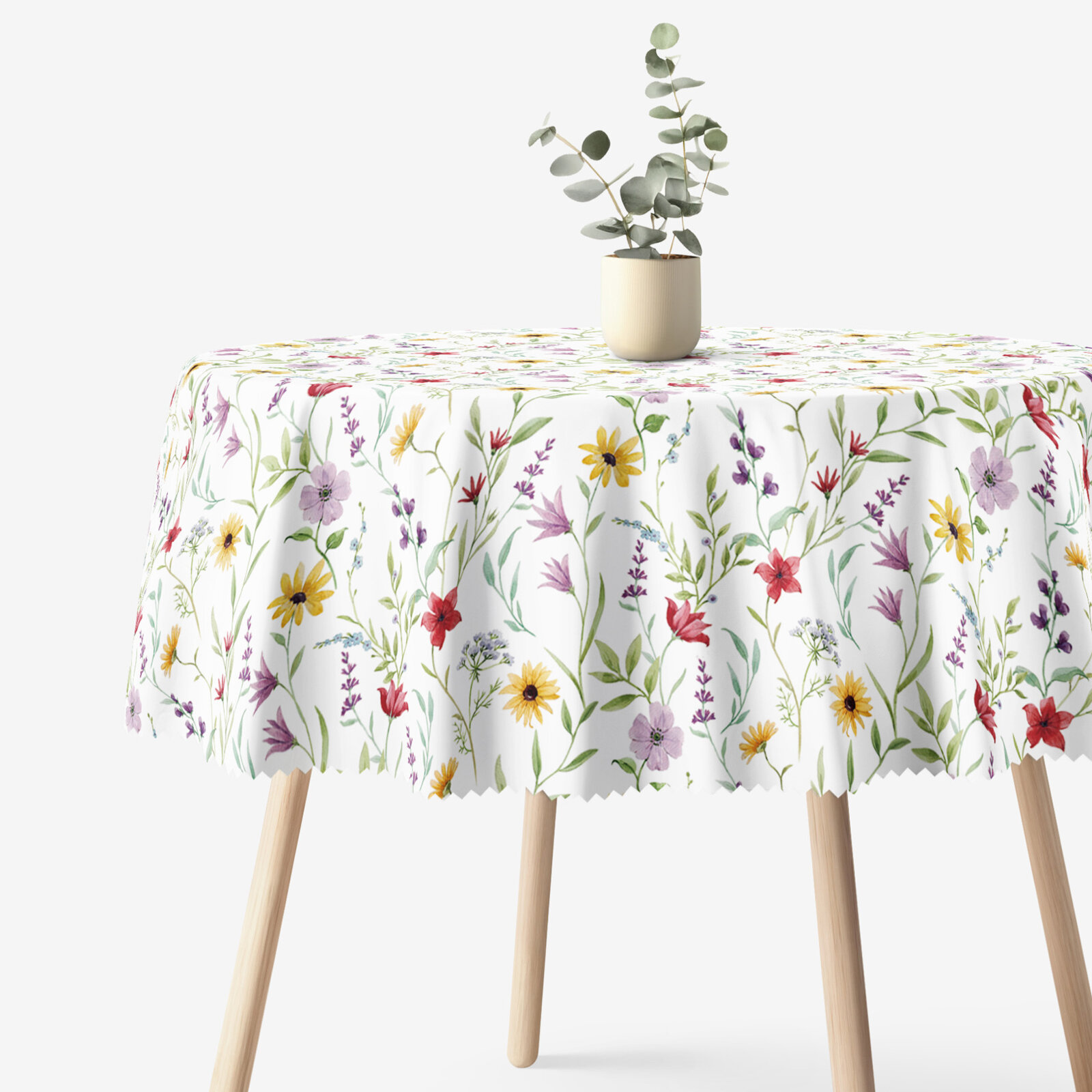 Runde Tischdecke Teflon - bunte Frühlingsblumen