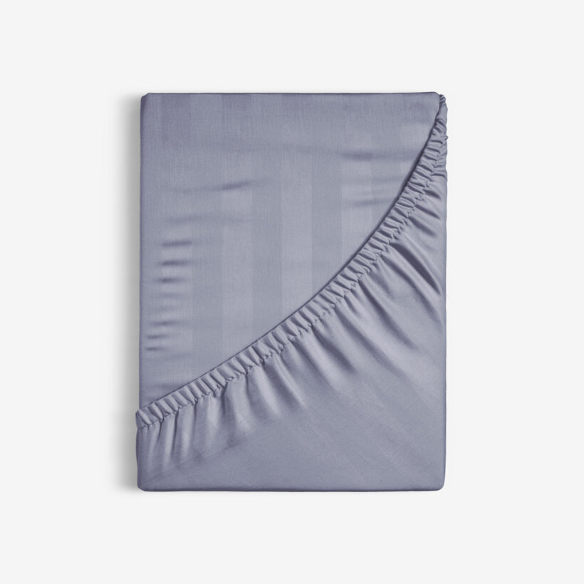 Spannbettlaken aus Damask - dunkelgraue Streifen mit Satin-Glanz