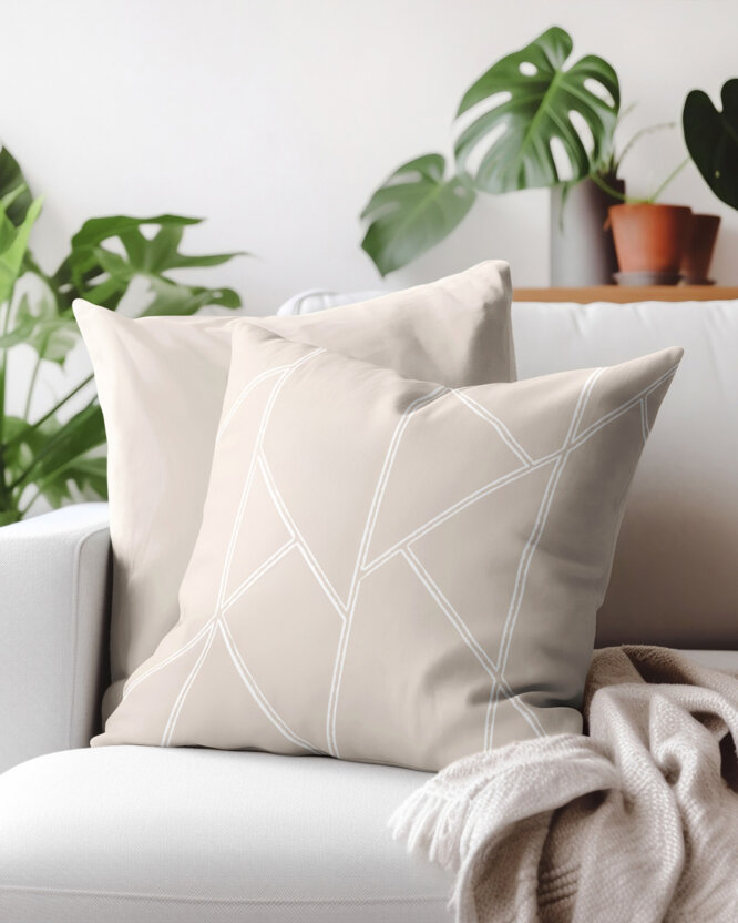 Kissenbezug aus Baumwolle - Geometrische Linien auf Latte