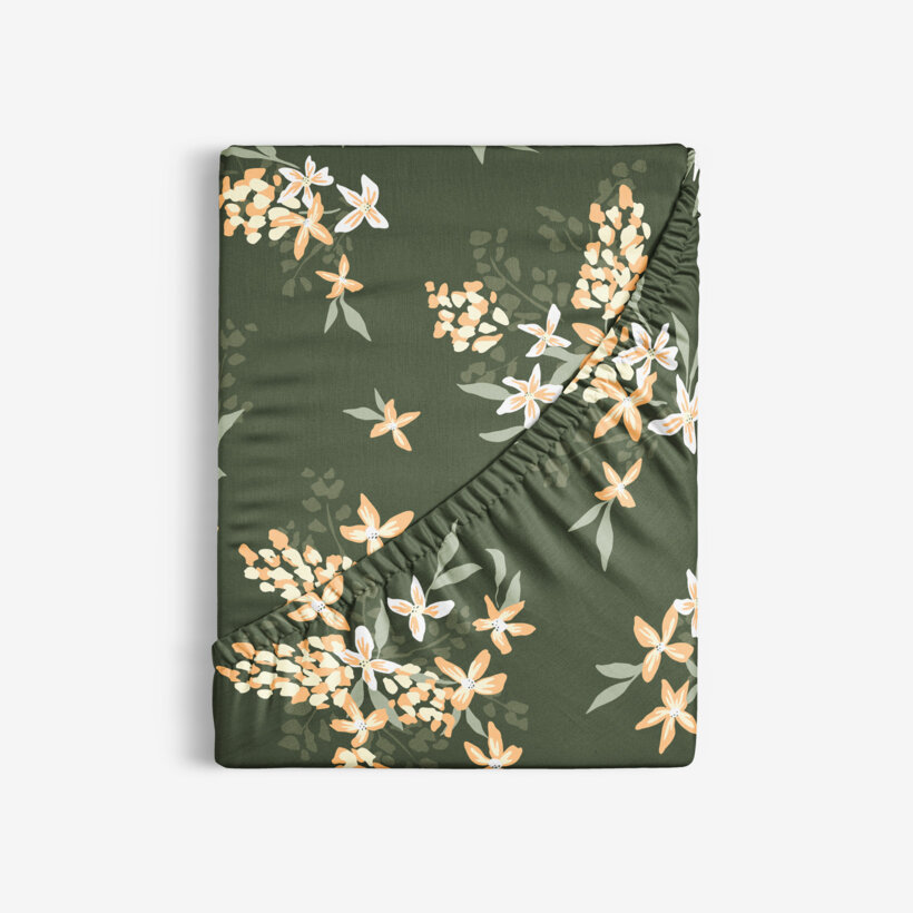 Spannbettlaken aus Baumwolle - apricotfarbene Blumen