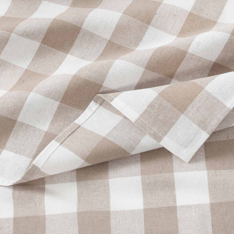Küchentuch aus Baumwolle - beige große Würfel