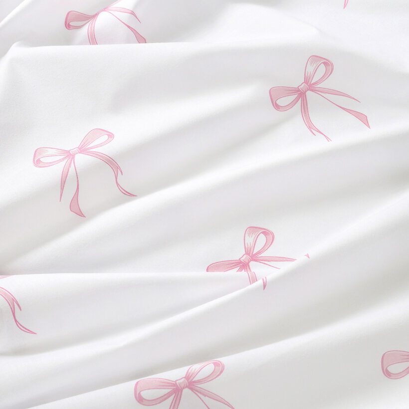 Bettwäsche aus Baumwolle Duo - rosa Schleifen mit Puderrosa