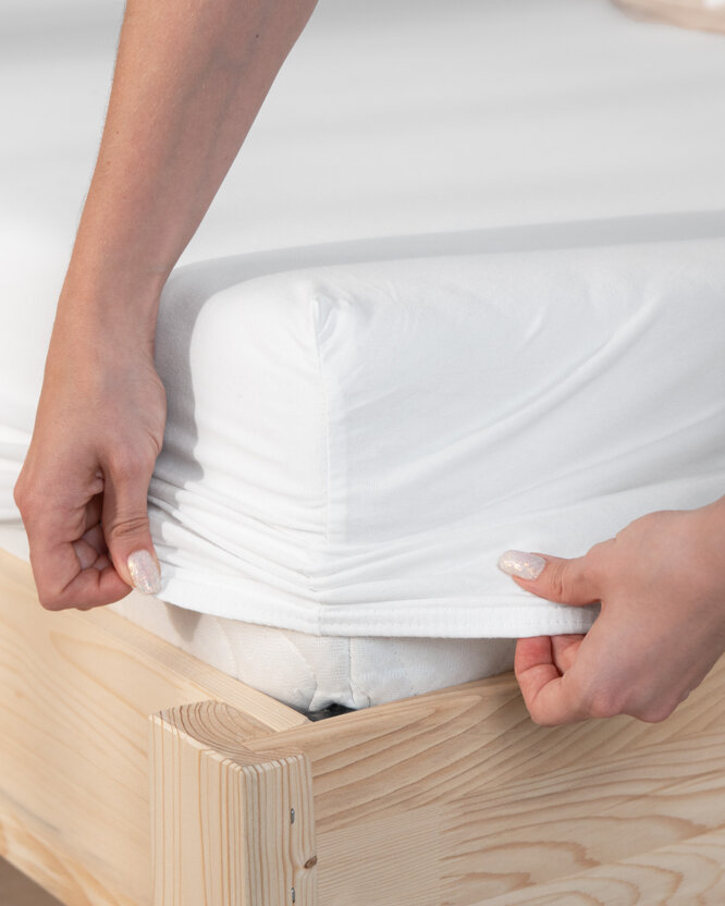 Bettlaken Jersey mit Gummiband - weiß