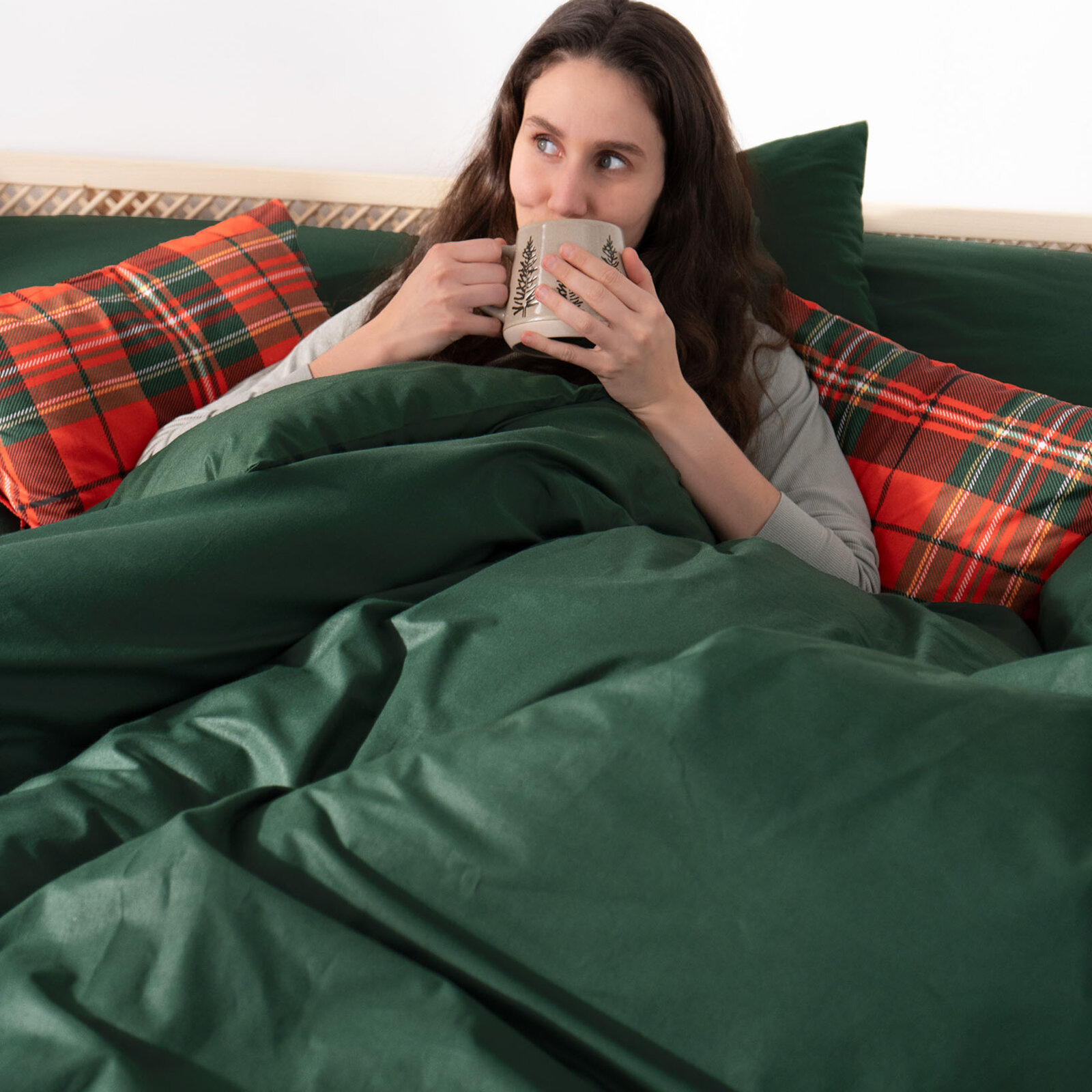 Weihnachtlich Bettwäsche aus Baumwolle - dunkelgrün