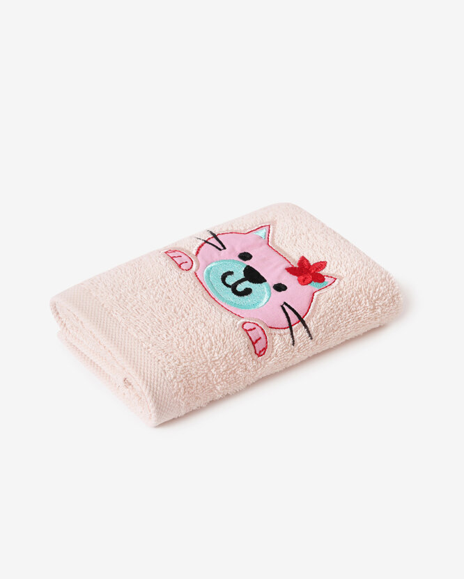 Kinder-Frottierhandtuch - Kätzchen auf Hellrosa