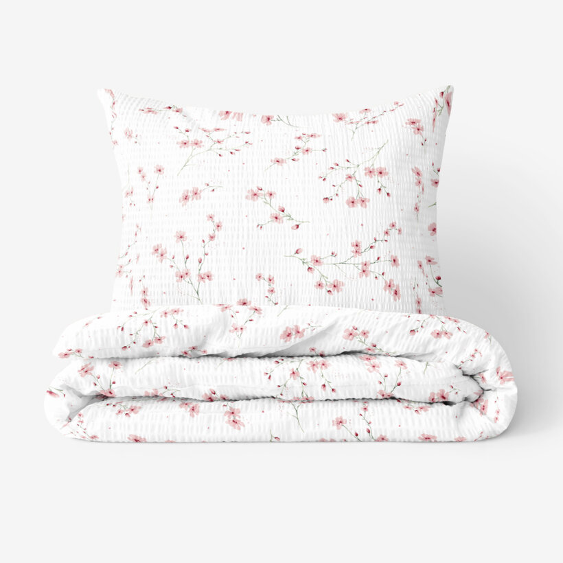 Seersucker Bettwäsche - Blühende Sakura-Kirschbäume
