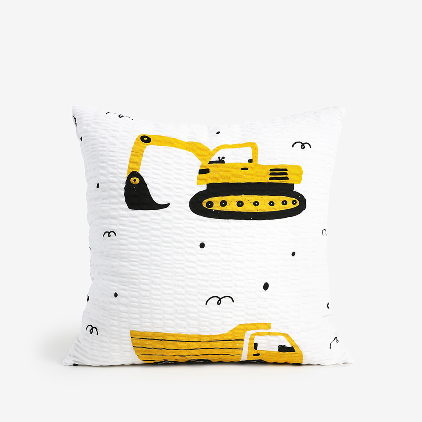 Kinder-Seersucker-Kissenbezug - Bagger und Baufahrzeuge