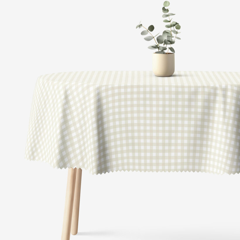 Ovale Tischdecke Teflon - beige Würfel