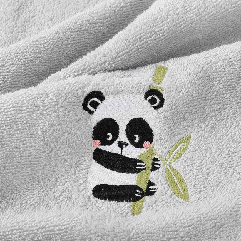 Kinder-Frottierhandtuch - Panda auf Hellgrau