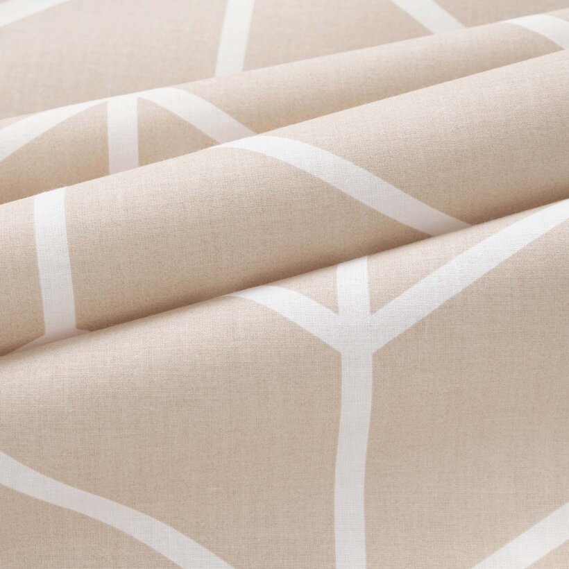 Vorhang aus Baumwolle - Weißer Zickzack auf Beige