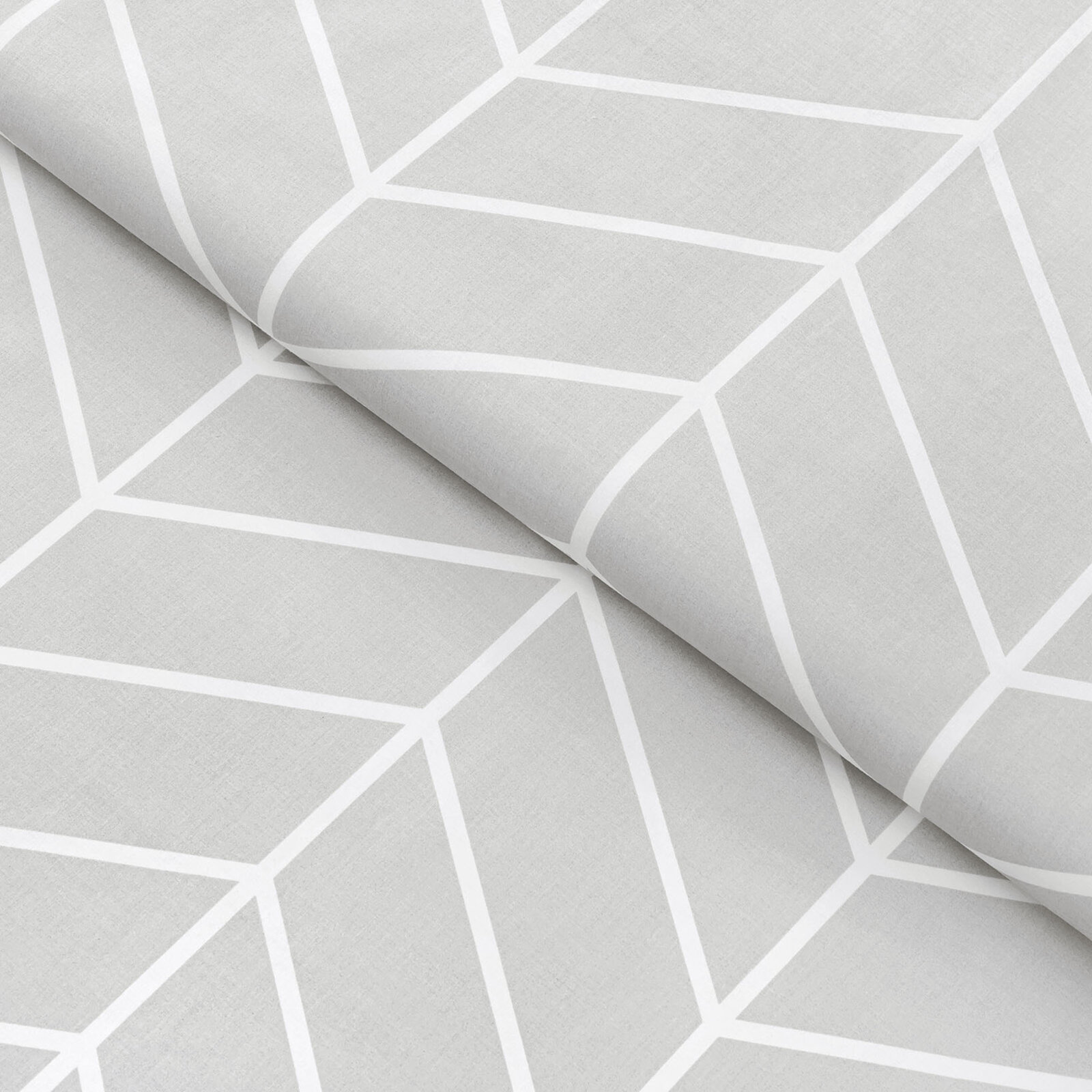 Baumwollstoff - Weißer Zickzack auf Grau