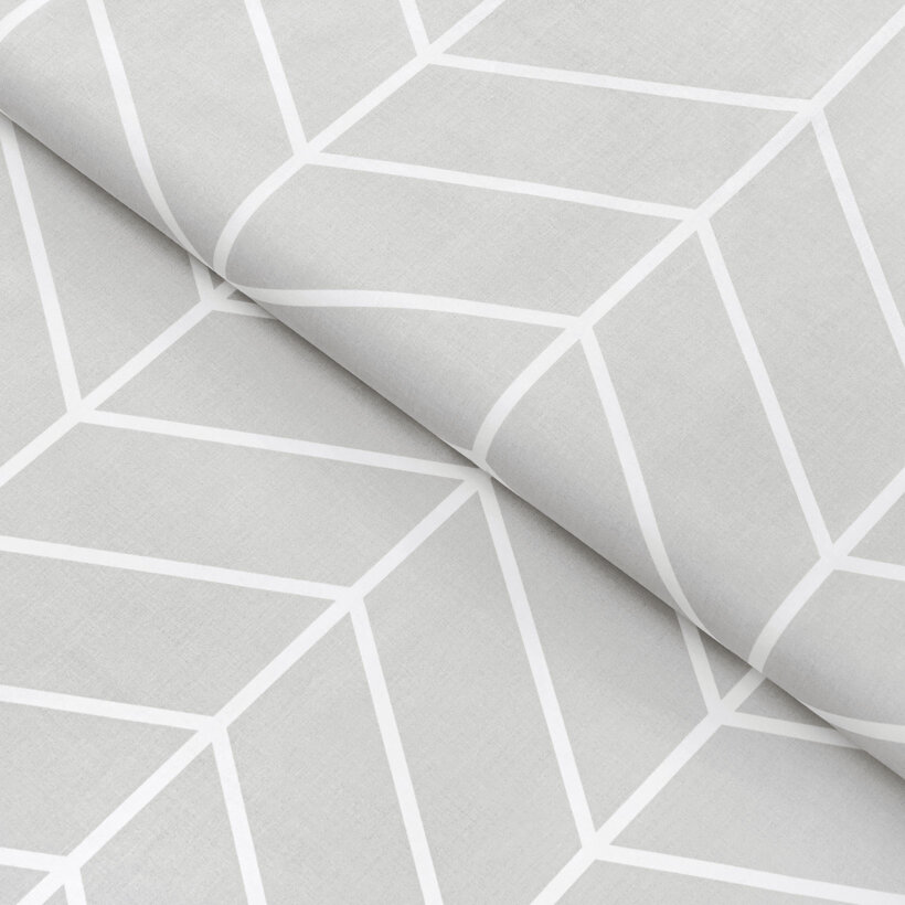 Baumwollstoff - Weißer Zickzack auf Grau