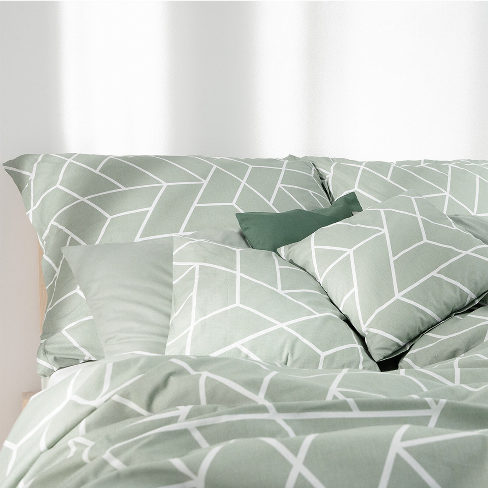 Bettwäsche aus Baumwolle - Mosaik auf Salbeigrün