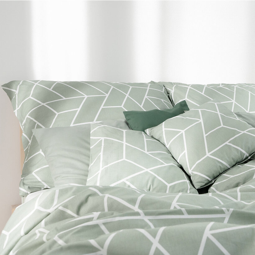 Bettwäsche aus Baumwolle - Mosaik auf Salbeigrün
