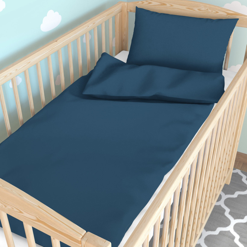 Bettwäsche für Babybetten aus Baumwolle - marineblau