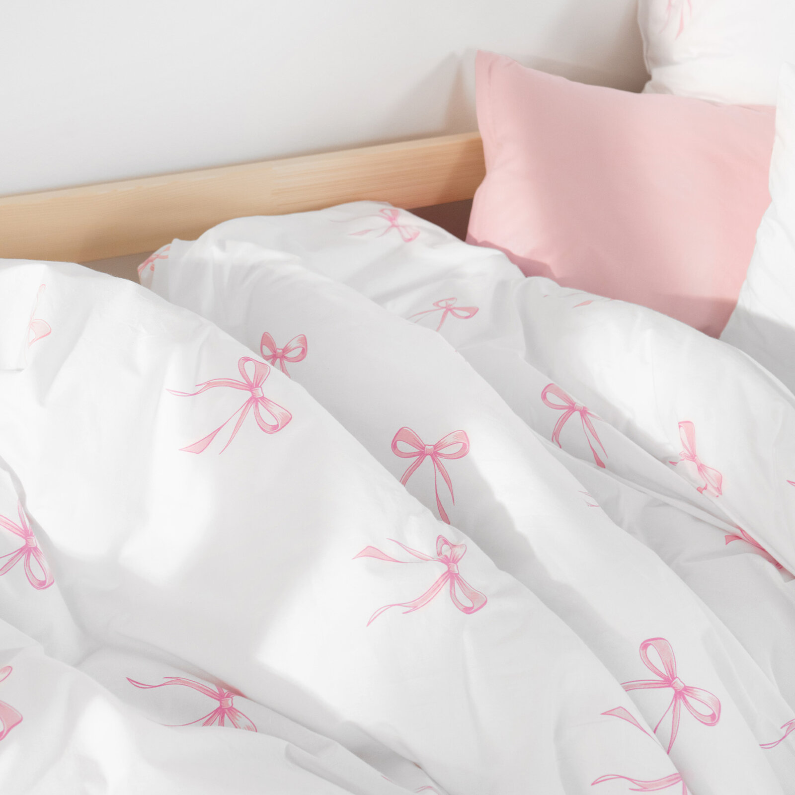 Kinder - Bettwäsche aus Baumwolle - rosa Schleifen